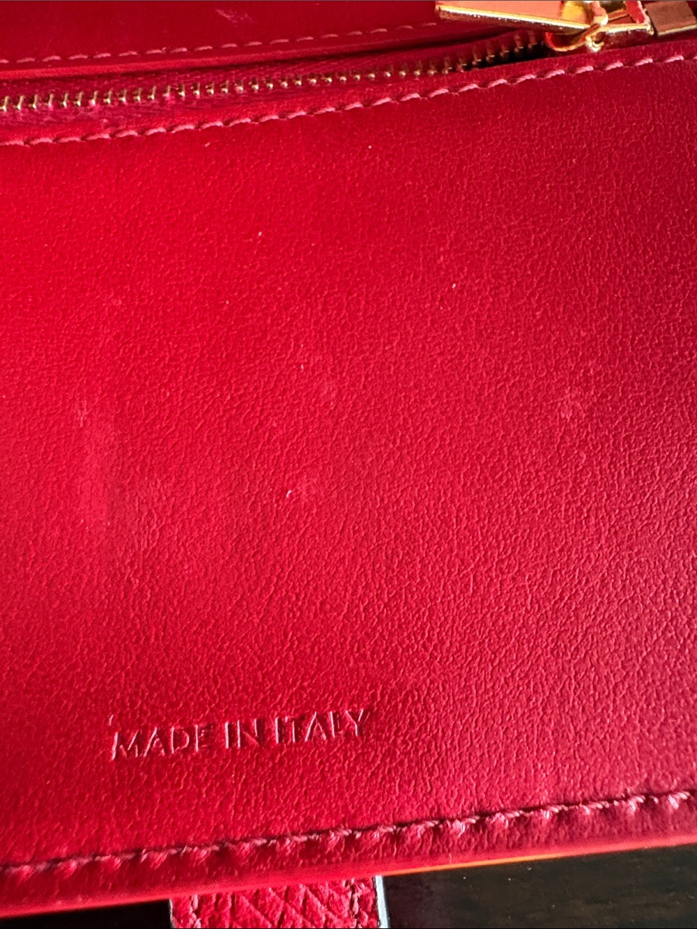 Celine Paris Large Strap Wallet - Red & Black Bicolor Grained Calfskin - Picture 3 of 11
